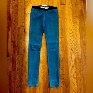 Incredible blue suede pants from Blink by Danier.